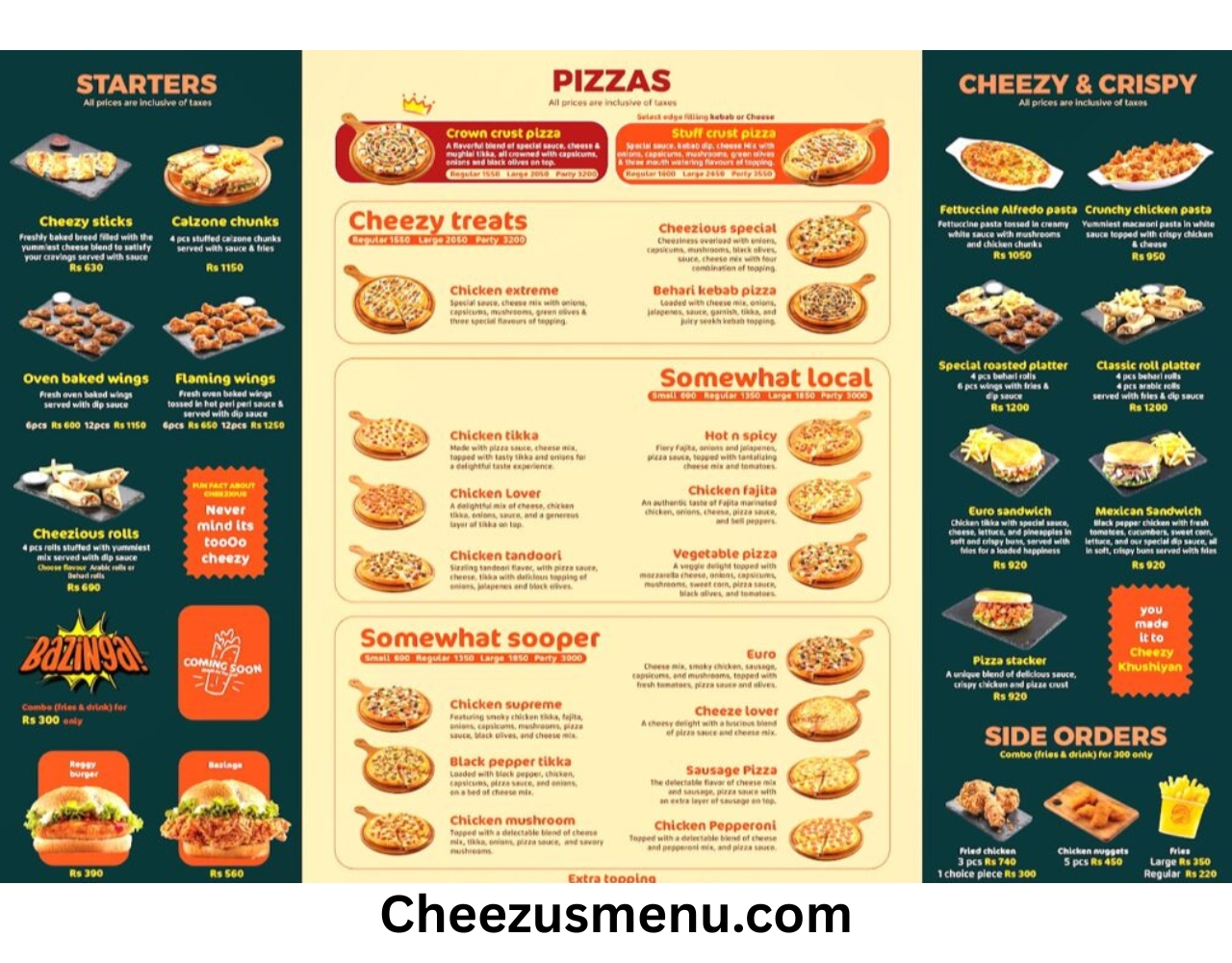 Cheezious menu